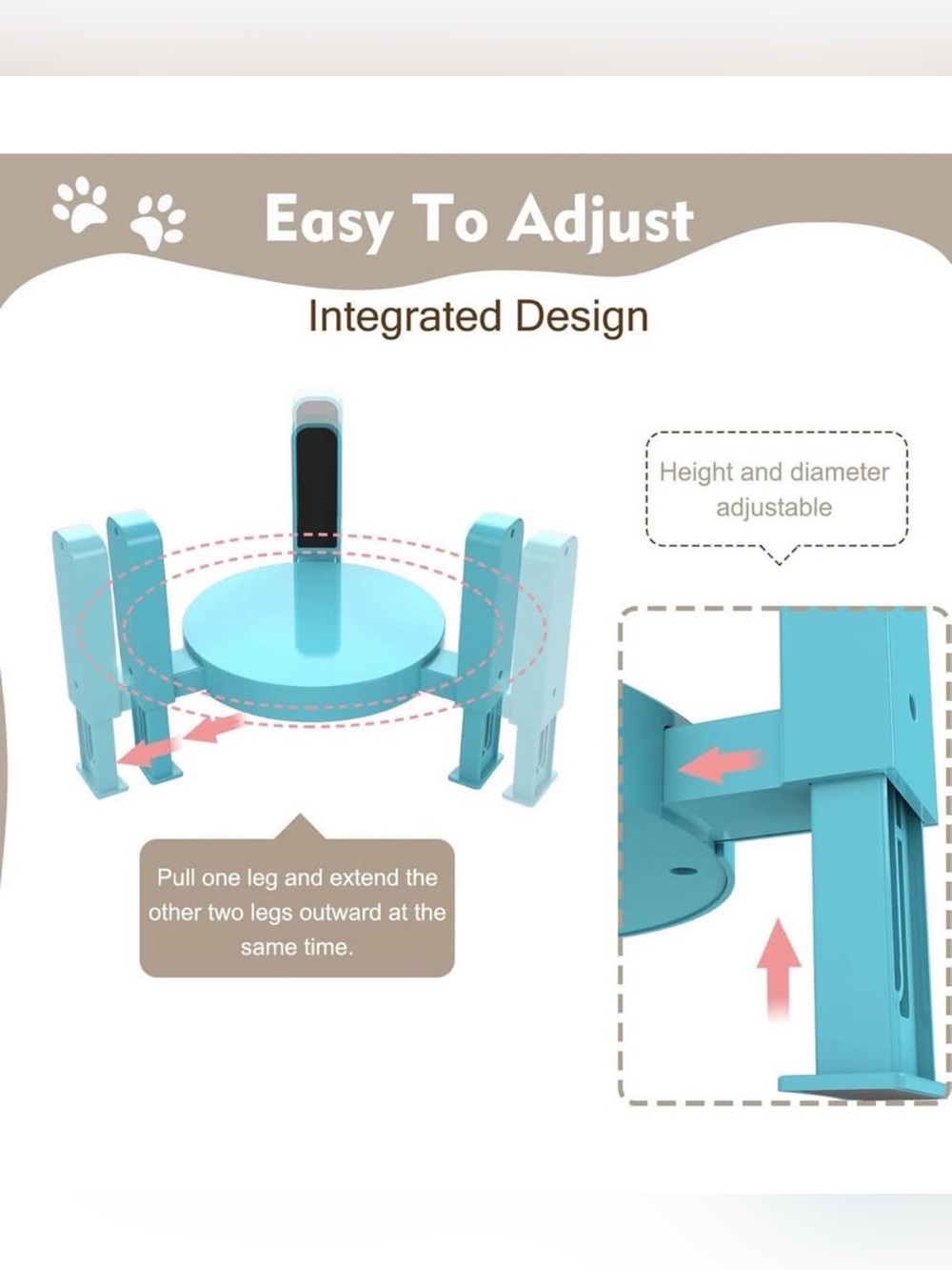 Set of 2 Elevated Dog Bowls Standfor Small Cats and Dogs (BOWLS NOT INCLUDED) - Picture 3 of 6